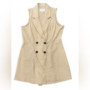 Love Tree Linen Blend Double Breasted Blazer Romper Tan Size Large
